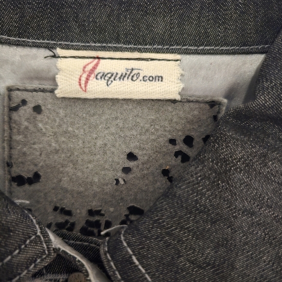 NEW Custom PARIS Guess Jean Jacket Black AU REVOIR Custom made. Size Medium - Picture 3 of 11